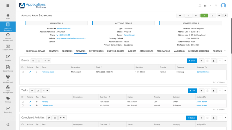 Sales Management Application | Applications Platform